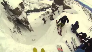 Some guy skis Corbet's Couloir perfectly