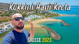 Kokkini Hani, Heraklion Crete, walking tour 4k, Kreta, Greece 2023