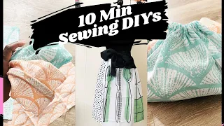 Easy 10 Minute Sewing Projects - No Pattern Half Apron - Sew A Drawstring Bag In Minutes -