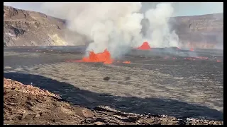 Aerial video of Kīlauea summit eruption in Halema‘uma‘u - June 7, 2023