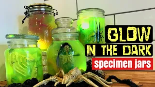 GLOW IN THE DARK SPECIMEN JARS | mad scientist diy halloween hack | dollar tree highlighters