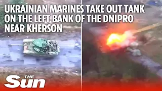Ukrainian Marines take out tank on the left bank of the Dnipro near Kherson