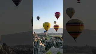 Hot Air Balloons flying over love valley Goreme Cappadocia,Turkey 🇹🇷 😍