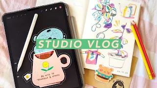 ☀ STUDIO VLOG 29 ☀ Patreon Stickers, Sketching, Power Outage, & more!