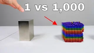 1 Giant Monster Neodymium Magnet vs 1,000 Small Neodymium Magnets in Slow Motion