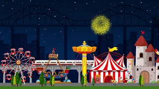 Amusement park at night animation background scene