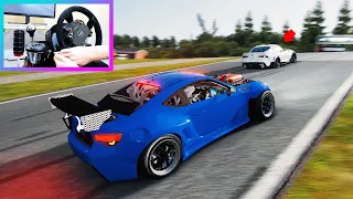 Insane REVERSE Jump Drift Entry in Tandem (Dude Perfect!) - Assetto Corsa Steering Wheel Gameplay