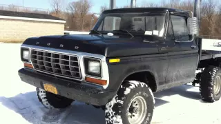 Walkaround, Short Drift and Driving in My 1978 Ford F150 Flatbed 351M 4x4