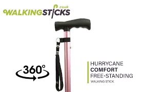 HurryCane Comfort Free-Standing Walking Stick Pastel Pink