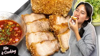 The SECRET to Crunchy Crispy PORK BELLY (❌ No Oven) • Quick and Easy • Nin is Cooking