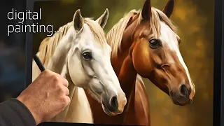 Painting Horses Heads using wet brushes | Krita