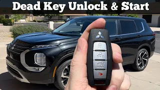 2022 - 2024 Mitsubishi Outlander - How to Unlock, Open & Start With Dead Remote Key Fob Battery