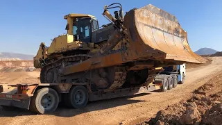 Transporting By Side The Huge Komatsu D475 Bulldozer 105 Tonnes - Fasoulas Heavy Transports