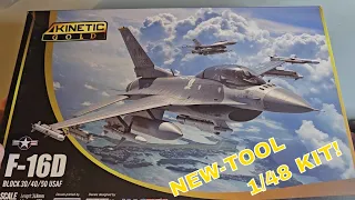 Kinetic Gold 1/48 F-16D In-Box Review w/ Aftermarket Decals from Caracal. #modelkit #modelbuilder