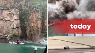 Cliff collapses at Brazilian waterfall