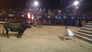What did you expect, guy gets smashed by a flaming bull.