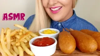 Crispy CORN DOGS and FRENCH FRIES ASMR Eating Sounds *No Talking