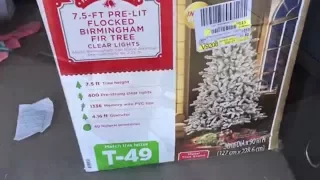 Review Walmart 7.5 Ft Pre Lit Flocked Birmingham Fir Christmas Tree