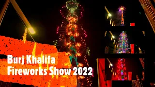 Burj Khalifa Fireworks Show by Emaar NYE 2022. The World Tallest Fireworks Show in Dubai UAE
