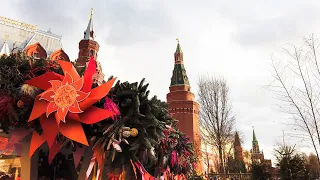 ⁴ᴷ⁶⁰ Walking Moscow: Moscow Center - Manege Square near Red Square - Maslenitsa Celebration