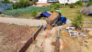 WoW!! Full Processing Filling Soil Making Foundation Home By Miniature Bulldozer And Dump Truck