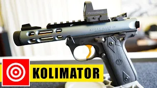 Kolimator Vector Optics Frenzy-S 1x16x22 na pistolet Ruger Mark IV + test amunicji 22 LR