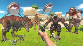 I Finding Mechagodzilla and Jump in the Lake with White Shark - Animal Revolt Battle Simulator