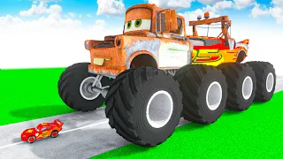 McQueen Transforming to GIANT BIGFOOT BTR McQueen 50% & MATER  50% Teardown!