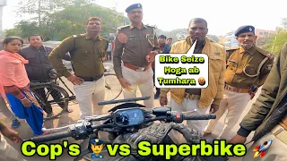 POLICE 👮‍♂️ NE GODZILLA KO SEIZE KAR LIYA 😭 | COP'S vs SUPERBIKE | Aaj Toh hoga Mota Challan 😱😥