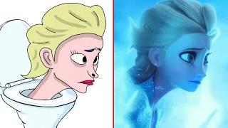 Skibidi Toilet Elsa With Frozen 2 Funny Drawing Meme 😂