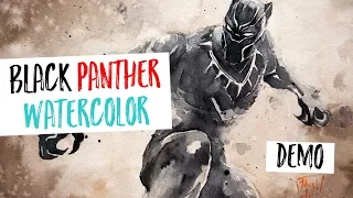 Black Panther Watercolor Painting Demo