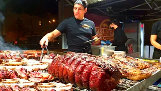 Grill Masters Cooks Juicy Blocks of Meat  Roast Pork, Beef, Pork Ribs & More  Italian Street Food