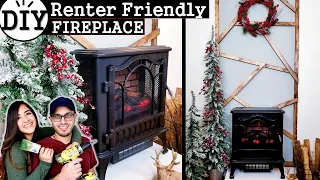 DIY FIREPLACE BUILD | WALL TRANSFORMATION | RENTER FRIENDLY