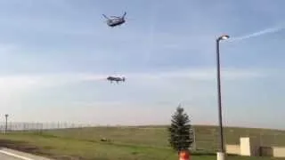 Chinook transporting an A-10