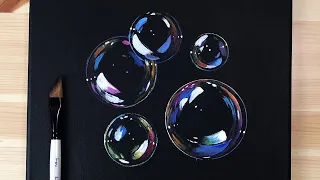 How to Paint Bubbles | Acrylic Painting for Beginners | Daily Challenge Painting