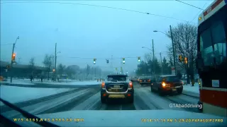 TTC Bus Dangerous Left Turn - Bad Driving of the GTA Nov 19, 2014