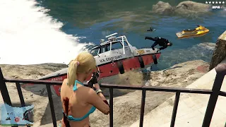 GTA 5 - TRACEY’S SIX STAR COP BATTLE AT EL GORDO LIGHTHOUSE! (GTA V Funny Moment)