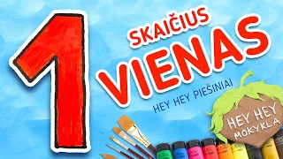 EDUKACINIS PIEŠIMAS Skaičius VIENAS 1 Skaičiai vaikams lietuviškai Kaip nupiešti vienetą