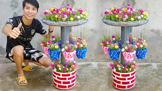 Amazing Ideas | How To Make Hanging Lanterns Garden with Moss Rose & Plastic Bottles