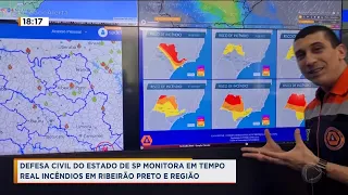 Defesa Civil do estado de SP monitora em tempo real incêndios em Ribeirão Preto e região