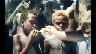 Day in the life Solomon Islands 1943 soldiers and locals  WW2 Pacific Islands. B&W to Color, 50 Fps