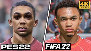 FIFA 22 vs eFootball 2022 - Liverpool FC Player Faces Comparison (4K)