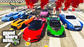 GTA 5 - Luxury Cars Drag Racing with Franklin! (Airport Car Meet)