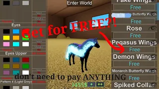How to get any accessories and wings for 100% FREE in Roblox Horse world!!! don't need robux!!