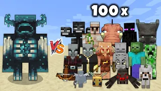 Warden vs 100x All Mob in Minecraft (Part 1) - Warden vs Mobs 1v100