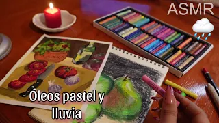 ASMR pintando con óleos pastel + lluvia de fondo ☔️🎨