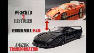 Restoration Damaged Abandoned Diecast Ferrari F40 model car. Custom Build