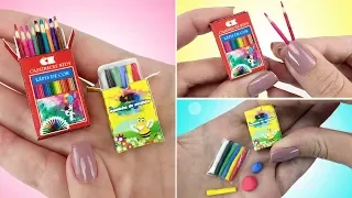 How to Make modeling clay and Color Pencil Box for Barbie and Other Dolls - School Supplies