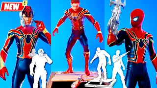 Fortnite IRON SPIDER doing ALL Funny Built-In Emotes シ