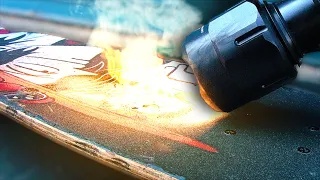 CAN A FLASHLIGHT BURN THROUGH A SKATEBOARD?!